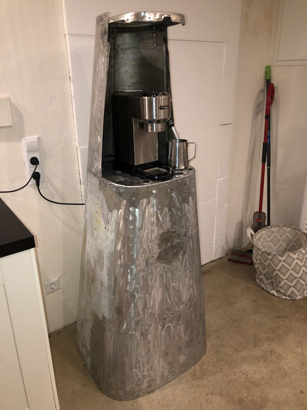 Coffee station built from an aircraft tail section