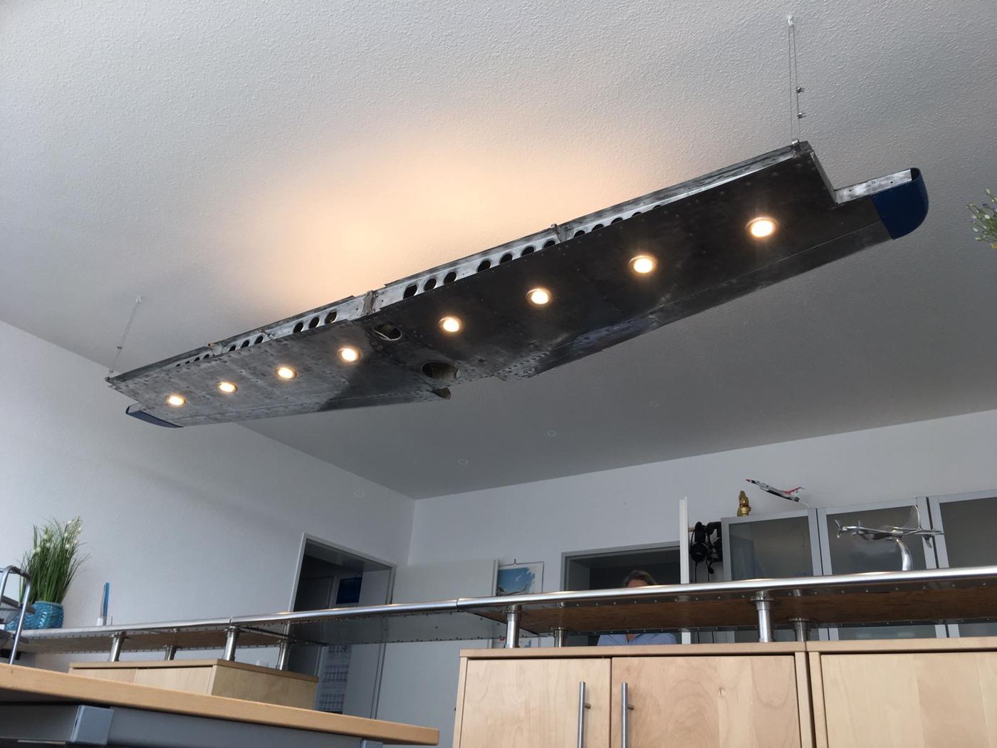 Wing ceiling light in an office