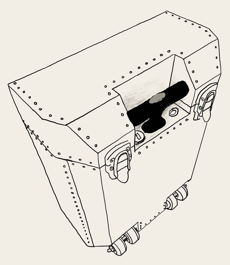 The idea: Drawn on paper first: the shape had to fit under a seat and still look like it belonged on an airplane.